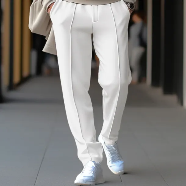 Men's Sweatpants Joggers Trousers Pleated Pants Drawstring Elastic Waist Plain Comfort Breathable Casual Daily Holiday Sports Fashion Black White