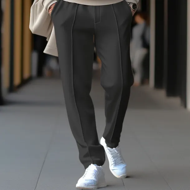 Men's Sweatpants Joggers Trousers Pleated Pants Drawstring Elastic Waist Plain Comfort Breathable Casual Daily Holiday Sports Fashion Black White