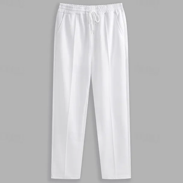 Men's Sweatpants Joggers Trousers Pleated Pants Drawstring Elastic Waist Plain Comfort Breathable Casual Daily Holiday Sports Fashion Black White
