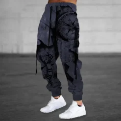 Men's Sweatpants Joggers Trousers Drawstring Side Pockets Elastic Waist Graphic Prints Comfort Breathable Sports Outdoor Casual Daily Cotton Blend Terry Streetwear Designer ArmyGreen Blue