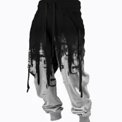 Men's Sweatpants Joggers Trousers Drawstring Side Pockets Elastic Waist Color Block Graphic Prints Comfort Breathable Sports Outdoor Casual Daily Cotton Blend Terry Streetwear Designer Black Blue