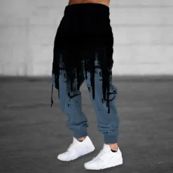 Men's Sweatpants Joggers Trousers Drawstring Side Pockets Elastic Waist Color Block Graphic Prints Comfort Breathable Sports Outdoor Casual Daily Cotton Blend Terry Streetwear Designer Black Blue