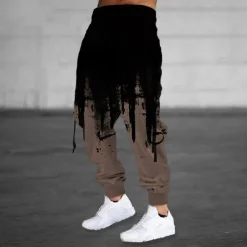 Men's Sweatpants Joggers Trousers Drawstring Side Pockets Elastic Waist Color Block Graphic Prints Comfort Breathable Sports Outdoor Casual Daily Cotton Blend Terry Streetwear Designer Black Blue