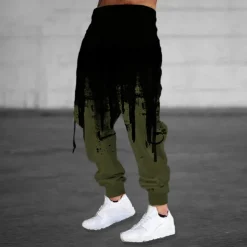 Men's Sweatpants Joggers Trousers Drawstring Side Pockets Elastic Waist Color Block Graphic Prints Comfort Breathable Sports Outdoor Casual Daily Cotton Blend Terry Streetwear Designer Black Blue