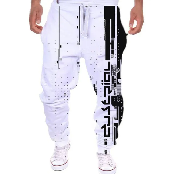 Men's Sweatpants Joggers Trousers Drawstring Side Pockets Elastic Waist Color Block Graphic Prints Comfort Breathable Sports Outdoor Casual Daily Streetwear Designer Black White Micro-elastic