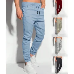 Men's Sweatpants Joggers Trousers Pocket Drawstring Elastic Waist Plain Comfort Sports Outdoor Daily Fashion Casual Black Light Green Micro-elastic