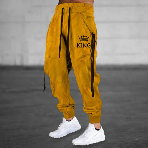 Men's Sweatpants Joggers Trousers Drawstring Side Pockets Elastic Waist Letter Graphic Prints Comfort Breathable Sports Outdoor Casual Daily Terry Streetwear Designer Yellow Orange Micro-elastic