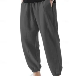 Men's Sweatpants Joggers Trousers Casual Pants Drawstring Elastic Waist Pleats Plain Comfort Soft Full Length Outdoor Daily Gym Sports Fashion Black Navy Blue