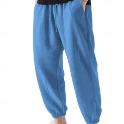 Men's Sweatpants Joggers Trousers Casual Pants Drawstring Elastic Waist Pleats Plain Comfort Soft Full Length Outdoor Daily Gym Sports Fashion Black Navy Blue