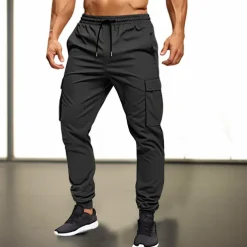 Men's Sweatpants Joggers Trousers Drawstring Elastic Waist Multi Pocket Plain Comfort Breathable Casual Daily Holiday Sports Fashion ArmyGreen Black