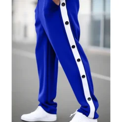 Men's Sweatpants Joggers Tear Away Pants Trousers Straight Leg Sweatpants Drawstring Elastic Waist Side Button Plain Comfort Breathable Outdoor Daily Going out Fashion Casual Black Blue