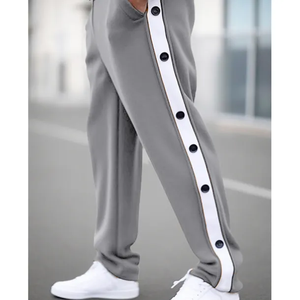 Men's Sweatpants Joggers Tear Away Pants Trousers Straight Leg Sweatpants Drawstring Elastic Waist Side Button Plain Comfort Breathable Outdoor Daily Going out Fashion Casual Black Blue