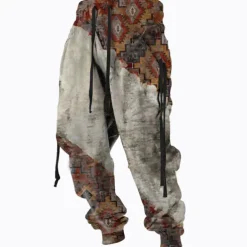 Men's Sweatpants Joggers Trousers Drawstring Side Pockets Elastic Waist Color Block Graphic Prints Comfort Breathable Sports Outdoor Casual Daily Cotton Blend Terry Streetwear Designer Brown Gray