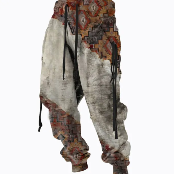 Men's Sweatpants Joggers Trousers Drawstring Side Pockets Elastic Waist Color Block Graphic Prints Comfort Breathable Sports Outdoor Casual Daily Cotton Blend Terry Streetwear Designer Brown Gray