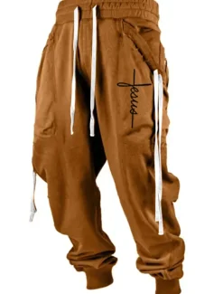 Men's Sweatpants Joggers Trousers Drawstring Elastic Waist 3D Print Graphic Prints Cross Comfort Sports Outdoor Casual Daily Cotton Blend Streetwear Designer Black Yellow Micro-elastic