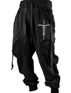 Men's Sweatpants Joggers Trousers Drawstring Elastic Waist 3D Print Graphic Prints Cross Comfort Sports Outdoor Casual Daily Cotton Blend Streetwear Designer Black Yellow Micro-elastic