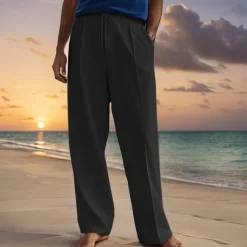 Men's Sweatpants Pocket Drawstring Elastic Waist Plain Comfort Sports Outdoor Daily Casual ArmyGreen Black Micro-elastic