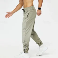 Men's Sweatpants Running Pants Track Pants Pocket Elastic Waistband Ankle Zippers Pants / Trousers Outdoor Sports & Outdoor Athletic Lightweight Soft Marathon Running Workout Tailored Fit Sportswear