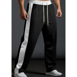 Men's Sweatpants Trousers Casual Pants Patchwork Pocket Drawstring Color Block Comfort Vacation Sports Outdoor Casual Black White Micro-elastic