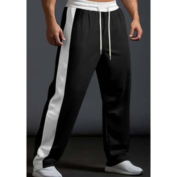 Men's Sweatpants Trousers Casual Pants Patchwork Pocket Drawstring Color Block Comfort Vacation Sports Outdoor Casual Black White Micro-elastic