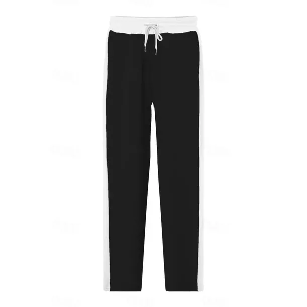 Men's Sweatpants Trousers Casual Pants Patchwork Pocket Drawstring Color Block Comfort Vacation Sports Outdoor Casual Black White Micro-elastic