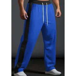 Men's Sweatpants Trousers Casual Pants Patchwork Pocket Drawstring Color Block Comfort Vacation Sports Outdoor Casual Black White Micro-elastic