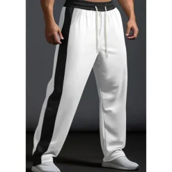 Men's Sweatpants Trousers Casual Pants Patchwork Pocket Drawstring Color Block Comfort Vacation Sports Outdoor Casual Black White Micro-elastic