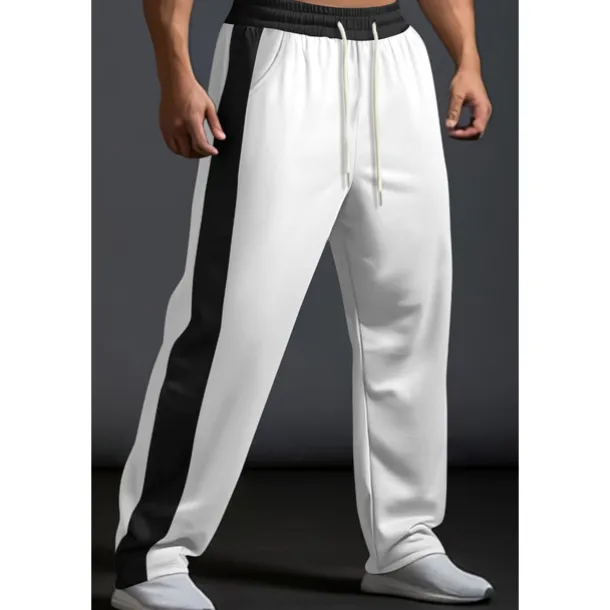 Men's Sweatpants Trousers Casual Pants Patchwork Pocket Drawstring Color Block Comfort Vacation Sports Outdoor Casual Black White Micro-elastic