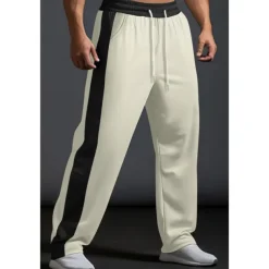 Men's Sweatpants Trousers Casual Pants Patchwork Pocket Drawstring Color Block Comfort Vacation Sports Outdoor Casual Black White Micro-elastic