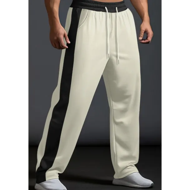 Men's Sweatpants Trousers Casual Pants Patchwork Pocket Drawstring Color Block Comfort Vacation Sports Outdoor Casual Black White Micro-elastic