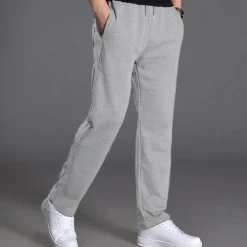 Men's Sweatpants Trousers Casual Pants Straight Leg Sweatpants Pocket Drawstring Elastic Waist Plain Comfort Sports Outdoor Casual Daily Fashion Streetwear Black Navy Blue Micro-elastic