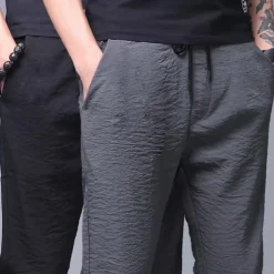 Men's Sweatpants Trousers Chinos Chino Pants Jogger Pants Drawstring Elastic Waist Plain Breathable Outdoor Full Length Casual Daily Return to Office Casual Athleisure Black Micro-elastic