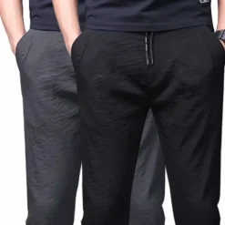 Men's Sweatpants Trousers Chinos Chino Pants Jogger Pants Drawstring Elastic Waist Plain Breathable Outdoor Full Length Casual Daily Return to Office Casual Athleisure Black Micro-elastic