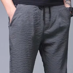 Men's Sweatpants Trousers Chinos Chino Pants Jogger Pants Drawstring Elastic Waist Plain Breathable Outdoor Full Length Casual Daily Return to Office Casual Athleisure Black Micro-elastic