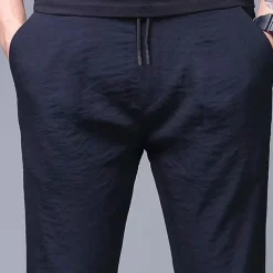 Men's Sweatpants Trousers Chinos Chino Pants Jogger Pants Drawstring Elastic Waist Plain Breathable Outdoor Full Length Casual Daily Return to Office Casual Athleisure Black Micro-elastic