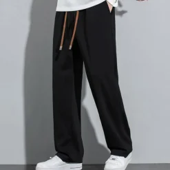 Men's Sweatpants Trousers Straight Leg Sweatpants Pocket Drawstring Elastic Waist Plain Comfort Sports Outdoor Daily Fashion Casual Black Beige Micro-elastic
