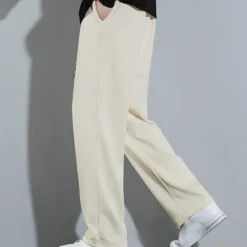 Men's Sweatpants Trousers Straight Leg Sweatpants Pocket Drawstring Elastic Waist Plain Comfort Sports Outdoor Daily Fashion Casual Black Beige Micro-elastic