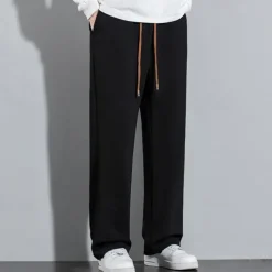 Men's Sweatpants Trousers Straight Leg Sweatpants Pocket Drawstring Elastic Waist Plain Comfort Sports Outdoor Daily Fashion Casual Black Beige Micro-elastic