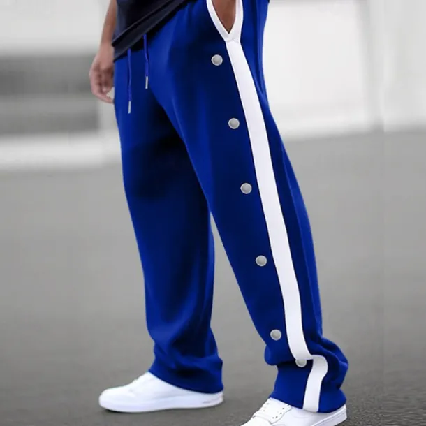Men's Sweatpants Wide Leg Sweatpants Joggers Trousers Straight Leg Sweatpants Drawstring Elastic Waist Side Button Plain Comfort Breathable Outdoor Daily Going out Fashion Casual Black White