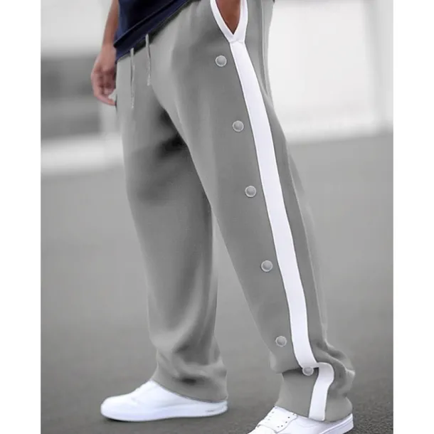 Men's Sweatpants Wide Leg Sweatpants Joggers Trousers Straight Leg Sweatpants Drawstring Elastic Waist Side Button Plain Comfort Breathable Outdoor Daily Going out Fashion Casual Black White