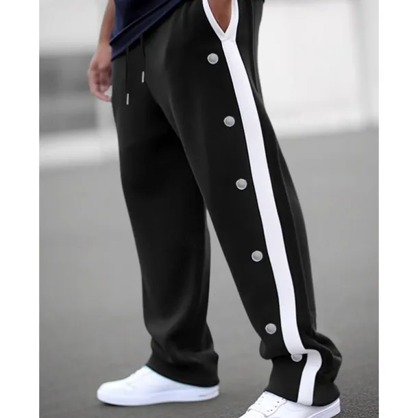 Men's Sweatpants Wide Leg Sweatpants Joggers Trousers Straight Leg Sweatpants Drawstring Elastic Waist Side Button Plain Comfort Breathable Outdoor Daily Going out Fashion Casual Black White
