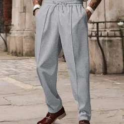 Men's Sweatpants Wide Leg Sweatpants Trousers Pocket Drawstring Elastic Waist Plain Comfort Sports Outdoor Daily Fashion Casual ArmyGreen Black Micro-elastic