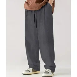 Men's Sweatpants Wide Leg Sweatpants Corduroy Pants Trousers Pocket Drawstring Elastic Waist Plain Comfort Sports Outdoor Daily Fashion Casual Black White Micro-elastic