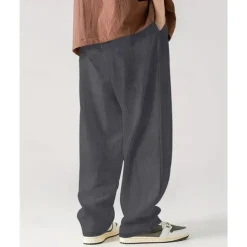 Men's Sweatpants Wide Leg Sweatpants Corduroy Pants Trousers Pocket Drawstring Elastic Waist Plain Comfort Sports Outdoor Daily Fashion Casual Black White Micro-elastic