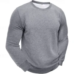 Men's Sweatshirt Black White Wine Army Green Light Grey Crew Neck Plain Sports & Outdoor Daily Holiday Streetwear Basic Casual Fall & Winter Clothing Apparel Hoodies Sweatshirts