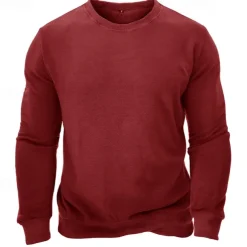 Men's Sweatshirt Black White Wine Army Green Light Grey Crew Neck Plain Sports & Outdoor Daily Holiday Streetwear Basic Casual Fall & Winter Clothing Apparel Hoodies Sweatshirts