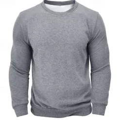 Men's Sweatshirt Black White Wine Army Green Light Grey Crew Neck Plain Sports & Outdoor Daily Holiday Streetwear Basic Casual Fall & Winter Clothing Apparel Hoodies Sweatshirts