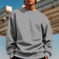Men's Sweatshirt Black White Yellow Red Navy Blue Crew Neck Plain Patchwork Sports & Outdoor Daily Holiday Polyester Streetwear Basic Casual Spring & Fall Clothing Apparel Hoodies Sweatshirts Long