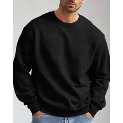 Men's Sweatshirt Pullover Black White Gray Crew Neck Sports Holiday Vacation Streetwear Cotton Fashion Daily Casual Spring & Fall Clothing Apparel Hoodies Sweatshirts Long Sleeve
