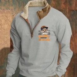 Men's Sweatshirt Quarter Zip Sweatshirt Black Navy Blue Khaki Gray Half Zip Plain Sports & Outdoor Daily Holiday Streetwear Cool Retro Winter Spring & Fall Clothing Apparel Hoodies Sweatshirts